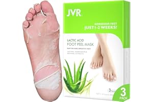 ‎JVR JVR Fußmaske, 3 Paar Milchsäure Fußpeeling Maske, Feuchtigkeitsspendende Fussmaske, Hornhaut Socken, Natürlich Sanft Fußpflege, zur Entfernung von Abgestorbene Haut, Repariert Raue Fersen (Aloe Vera)