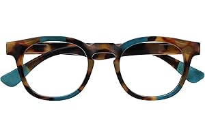 OPULIZE Ava Gafas de Lectura Montura Redonda Favorecedora Marrón Carey Turquesa Lentes Resistentes a Arañazos Bisagras de Muelle Unisex Hombre Mujer R62-Q +2.00