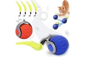 Starnearby 2025 Neu Speedy Tail 3.0 2 Stück Interaktives Katzenspielzeug Ball Elektrisch Interaktiver Spielball für Katzen Chase Master Pro Katzenspielzeug Katzenball mit 4 Ersatzschwanz (Blau+Orange)