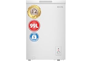 CHiQ FCF98D 99L, Freestanding White Chest Freezer, 12-Year Compressor Warranty, Adjustable Thermostat, 4 Star Freezer Rating, Suitable for Outbuildings,Garages and Sheds