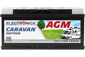 AGM Batterie 12v 140Ah Electronicx Caravan Edition V2 Solarbatterie Solar Batterien Versorgungsbatterie Wohnwagen Wohnmobil Solar Akku Mover Deep Cycle Battery