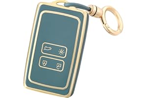 OFF WE GO Coque de Clé Voiture pour Renault Voiture Clé à Télécommande Étui avec Porte-clés TPU Coque Protection Clé Voiture pour Clio Espace Talisman Megane Kadjar Captur Arkana Sandero, Or Bleu
