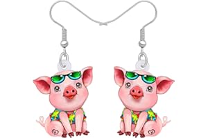RAIDIN Boucles d'oreilles pendantes en acrylique cochon mignon pour femmes filles Boucles d'oreilles cochon hypoallergénique pour cadeaux fêtes d'anniversaire décorations