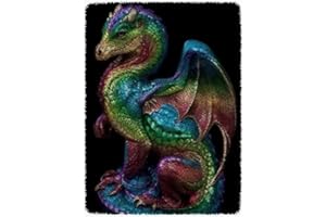 GUARDUU Knüpfkissen Kreuzstich Für Erwachsene Knüpfenteppich Kit Mit Farbig Vorbedruckter Leinwand Und Allen Werkzeugen, Unvollendet Knüpfteppich Für Heimdekoration, 110 X 75 cm Drache
