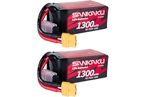 SANKAKU Batería Lipo 6S 1300mAh 120C 22.2V FPV Batería con Conector XT60 para FPV Racing RC Quadcopter Helicóptero Avión Multimotor Hobby (2 Paquetes)