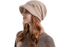 INOGIH Cappello Invernale a Maglia Slouchy Zucchetto in Pile da Donna con Visiera per Il Freddo