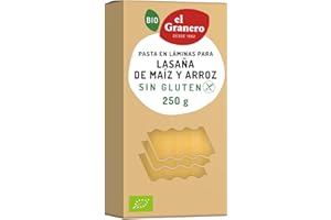 El Granero Integral - Láminas para Lasaña Sin Gluten BIO - 250 g - Alto Contenido en Proteínas, Vitaminas, Minerales y Fibra - Aptas para Veganos y Celíacos