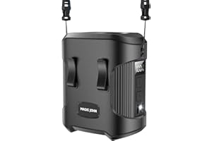 MAGIC JOHN Portable Waist Fan, Clip on Wearable Belt Personal Fan, 3 Speeds Rechargeable Hands-Free Hanging Neck Fan with 4000mAh Battery/Flashlight for Camping, Outdoor, Black