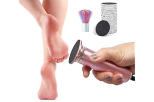Electric Foot File Hard Skin Remover, AONOLOVO Electric Callus Remover Foot Sander (Adjustable Speed) with 60 Sandpaper Discs and Clean Brush for Dry Dead Skin Cracked Heels Calluses (Pink)