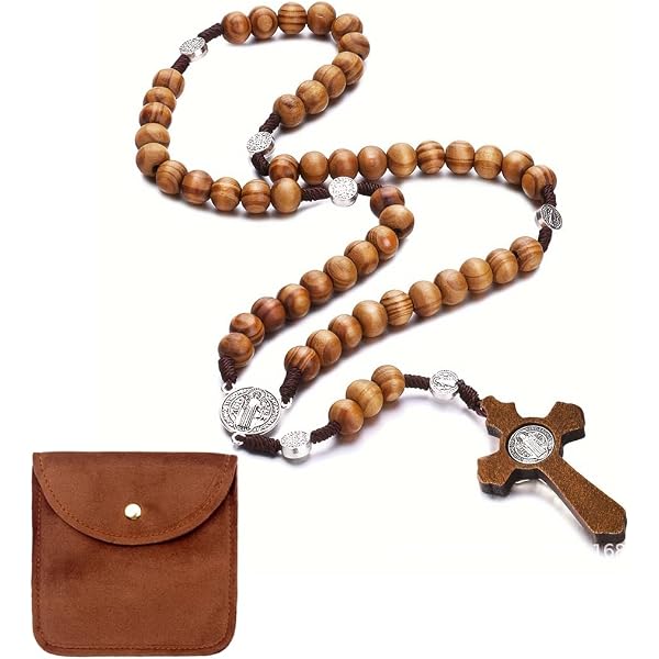 Rosario cattolico in legno di ulivo con croce confortevole, prodotto originale HJW di alta qualità, perline di preghiera cristiana dal design esclusivo per un'esperienza spirituale significativa