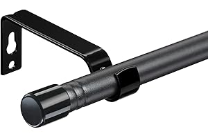 Harrms Barras de cortina para cortinas con ojales, color negro mate, barra de cortina de gasa de 16 mm, 76-117 cm, barra de cortina de ventana extensible con soportes ajustables para dormitorio, sala