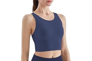 Hveuluop Gieen Reggiseno Sportivo da Donna con Racerback - Reggiseno da Allenamento Lungo con Scollo a U Imbottito Fisso Senza Ferretto, Top da Yoga Corto Antiurto con Supporto Elevato