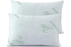 Bedding Home Anti Allergy Bamboo Pillows 2 Pack | Hollow Fiber Filling Side Sleeper Pillow | Anti Allergy Orthopedic Pillows | Medium Firm Down Bamboo Pillow Pack of 2
