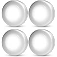 XERGY® Tap Light Push Lights Mini Night Touch Light LED Portable Under Cabinet Lighting Battery Operated Powered Stick On Lights Closet Counter Kitchen Cool White (Pack of 4) (Battery Not Included)