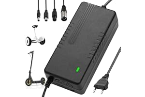 Lotvic Caricatore Monopattino Elettrico, 42V 2A Caricabatteria per Scooter con 4 Connettori, Caricatore Universale per Hoverboard, Scooter Xiaomi, Scooter Elettrico, Bici Equilibrata, Drifting Board