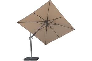 PURPLE LEAF 2.5 X 3 M Garden Cantilever Parasol, Swivel Rectangle Patio Umbrella with 3-Year Fade Resistance Recycled Fabric, with Crank Handle and Tilt for Balcony and Outdoor, Taupe