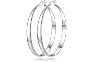 NEVEGE Silver Hoops Earrings for Women Hypoallergenic 925 Sterling Silver Hoop Earrings Thick Large Big Silver Hoop Earrings for Women 25/35/45/55/65mm