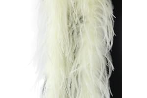 BLAUSKY Boa di piume, soffice bouquet di piume, lunghezza circa 2 m, ghirlanda di piume, sciarpa in tinta unita, con piume di struzzo, accessorio per costume Charleston, anni '20, flapper carnevale, crema