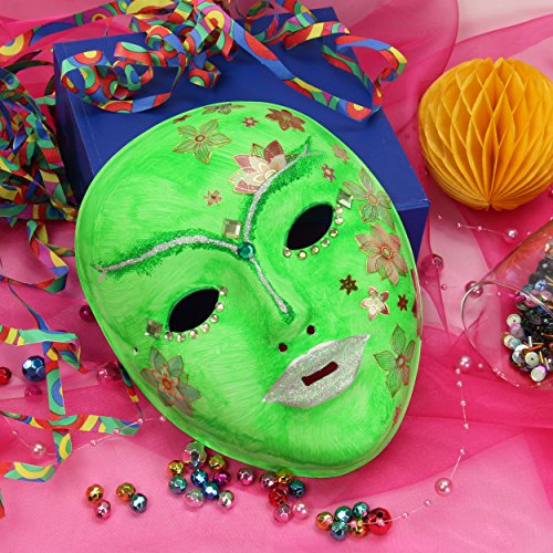 Kindermasken 12 Stück ✓ weiße Karnevalmasken aus Kunststoff ✓ Faschingsmasken-Set blanko / unbemalt ✓ Kunststoffmaske ca. 18×14 cm ✓ Vollmaske-Set mit Gummizug ✓ Gesichtsmasken zum selber bemalen / gestalten ✓ Kindermaske für Fasching / Karneval / Maskenball / Kostüm-Ball basteln | trendmarkt24 – 20520 - 4