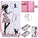 Produktbild für Sony Xperia XZ1 Compact Hülle Brieftasche Schutzhülle, Malerei PU Lederhülle Flip Hülle im Bookstyle Cover Schale Stand Ständer Etui Karten Slot Schutzhülle Tasche Wallet Case für Sony Xperia XZ1 Compact +Schlüsselanhänger (E) (8)