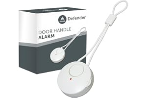 Defender Door Handle Alarm - Wireless Hanging Intruder Alarm for Metal Door Handles - 125dB Siren Movement Detector - Door Knob Touch Sensor