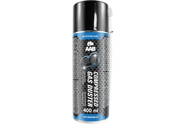 AAB Bombe a Air Comprimé 400ml - Préparation en Spray, sans Odeur Nettoyage PC, Idéale pour Enlever la Poussière, Bombe d'air Sec, Aérosol de Rendement Élevé, Computer Cleaner, sans Fréon
