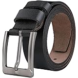 TEAMMAO Cinturones Hombre Cuero Doble Aguja Tallas Grandes Cinturon Hombre 110CM-180CM Vaqueros Trabajo Negro Cinturón Piel Leather Belt 3,8CM Anchos.: Amazon.es: Moda