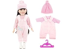 FEXPDL Dolls Clothes 18 Inch Baby Doll Clothes for 18 Inch Baby Dolls Baby Doll Clothes for 14-18 Inch Doll 35-45 cm Baby Doll Doll Clothes New Outfit Hat for Born Baby Doll, Baby Doll Clothes (Pink)