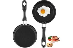 LOUENTH 2 Pezzi Mini Padella Antiaderente, Mini Padella Per Frittata, Padella 12 cm, Padella Per Frittata Antiaderente Con Manico Di Sicurezza Isolante Per Uova Fritte, Pancetta, Bistecche (Nero)