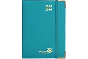 POPRUN Agenda 2025 2026 Semainier 22 x 16,5 cm De Août 2025 à Déc 2026, Premium Planner Scolaire 17 Mois, Couverture en cuir de coton PU, Onglets Mensuels, Papier 100g/m², Pacifique Vert