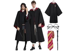 Bocguy Magician Robe, Costume Adult, Cape with Glasses and Tie, Wizard Costume for Halloween