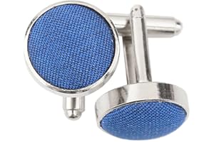 AAMERA Cufflinks for Men, Silver Tone Cuff Link Set for Weddings, Formal Dinners and Business Events, Round Shape with Bullet Back Toggle Closure, For All Cufflink Compatible Shirt