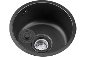 NOYHHAV Évier Rond Noir Cuisine Rénovation Bassin Évier Simple Rond Petit Évier Salle De Bains Évier Rond Lavage Légumes Et Lave Vaisselle Évier 1 Vasque （Couleur : Noir，35CM）