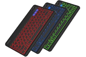 Arteck HB220B Universal Backlit 7-Colors & Adjustable Brightness Multi-Device Slim Portable Wireless Bluetooth 3.0 Keyboard for iOS, Android, Windows Tablet PC Smartphone Built in Rechargeable Battery