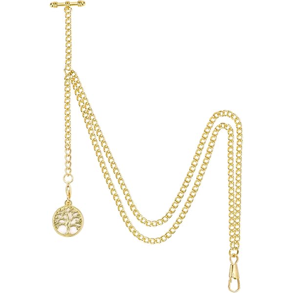 Chaîne De Montre De Poche Albert Bronze Vintage - Élégance Classique Avec Pendentif