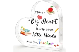 GRELAE Teacher Gifts for Women Men, Thank You Teacher Gifts - Heart Shaped Acrylic Plaque Gifts for Teachers 10 × 10 × 1cm, Personalised Teacher Gifts, Best Teacher Gifts