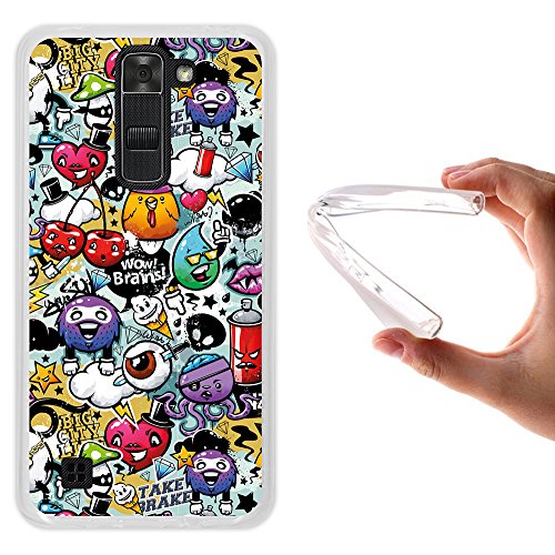 Funda LG K7  WoowCase   LG K7   Funda Silicona Gel Flexible Grafiti de Colores Divertido  Carcasa Case TPU Silicona - Transparente