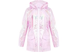 SS7 Womens Holographic Rain Mac Waterproof Raincoat Ladies Pink Jacket Size 8-16