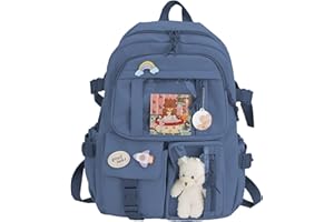 TSLBW Kawaii Sac à dos, Kawaii Sac à dos avec épinglettes et Accessoires, Joli sac à dos de Voyage Esthétique, Kawaii Sac à dos d'écolier Sac à dos Mignon pour Adolescentes