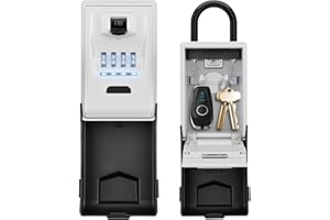 ‎ENONEO ENONEO Schlüsseltresor mit Beleuchteten Zahlencode Aussen Schlüsseltresor mit Bügel, Wetterfest Schlüsselsafe 4 Stellig Groß Robust Schlüsselbox für Draußen Haus Garage Schule