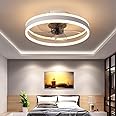 AHWEKR Ceiling Fan with Remote Control Flush Mount Modern Indoor 50CM LED Dimmable Low Profile Ceiling Fans,Smart 3 Light Color Change and 6 speeds,White