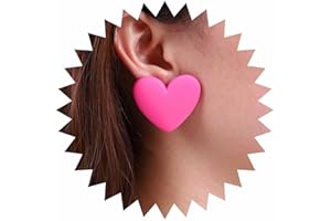 Inateannal Vintage Orecchini Cuore Rosso Acrilico Orecchini Pendenti Cuore Rosso Resina Grande Amore Orecchini Cuore Acrilico Colore Caramella Orecchini Gioielli Per Donne E Ragazze