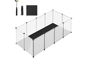 SONGMICS Enclos pour Animaux avec Plancher et Tapis Imperméable et Amovible, Parc pour Petits Animaux, pour Hamsters, Lapin, Hérisson, Cochon d’Inde, 143 x 73 x 46 cm, Blanc LPC012W01