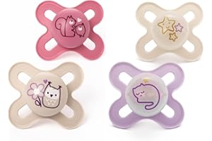MAM Original Start Day & Night Soothers | 0-2 Months | 4 Pack | Includes 2X Glow in The Dark Dummies | Orthodontic Design | Baby Accessories | Pink (Various Designs)