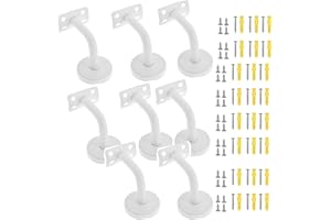 JNRFTY 8 supporti per corrimano in acciaio inox per corrimano in legno e acciaio, 60 x 80 mm, supporto in acciaio per ringhiere per scale, corrimano da parete in legno, accessori (bend-bianco, 5 pezzi)