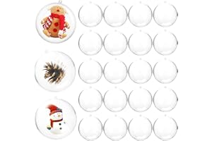 NAYAGOGO 20 PCS 6cm Clear Baubles, 2.36 inch Christmas Tree Decorations Baubles, Acrylic Fillable Plastic Baubles to Fill, Empty Plastic Ornaments Balls for Birthday Xmas New Year Party Theme Decor
