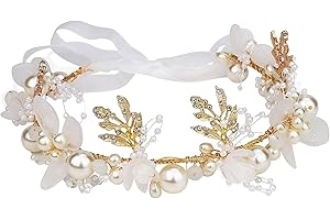 ‎ABNAOK Abnaok Perle Kopfschmuck Haarkranz Kommunion Haarschmuck für Mädchen, Blumen Haarschmuck