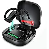 LYCHL Wireless Headphones, Bluetooth 5.1 Earbuds 40H Playtime Wireless Earbuds with Earhooks & LED Display Charging Case IP7 