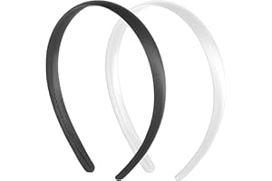 WY LIGHTING LEVEL Satynowe opaski do włosów, szerokie, jednokolorowe, dla kobiet, dziewcząt, do demakijażu, Halloween, Boże Narodzenie, 2 sztuki (czarno-białe, szerokość 1,5 cm)