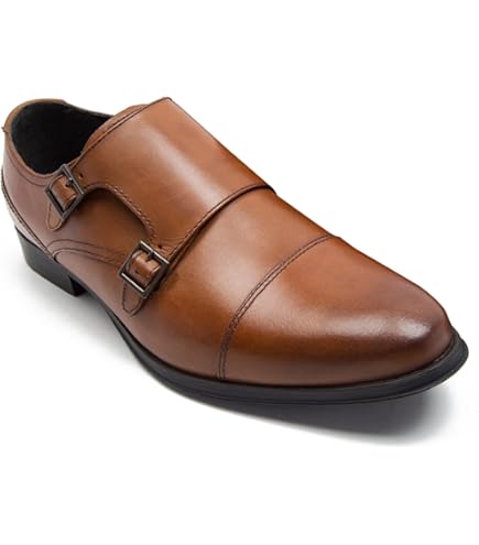 Zapatos De Monje Para Hombre - Mocasines Formales Con Hebilla, Punta Lisa Y Suela De Goma - Ideales Para Oficina Y Eventos